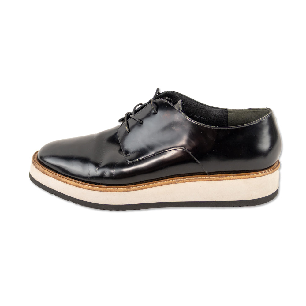 Vince Reed Black Patent Leather Oxford Platform Shoes