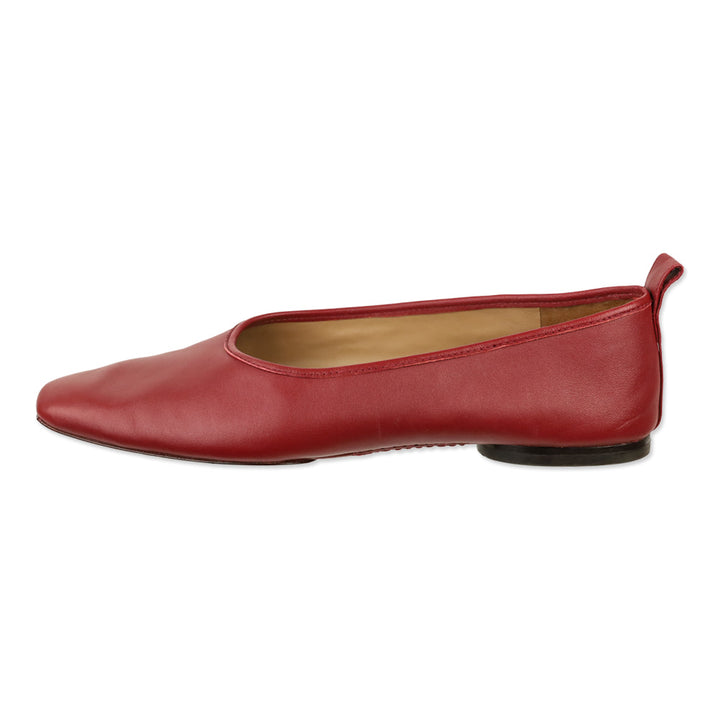 Vince Vivian Red Currant Leather Ballet Flat