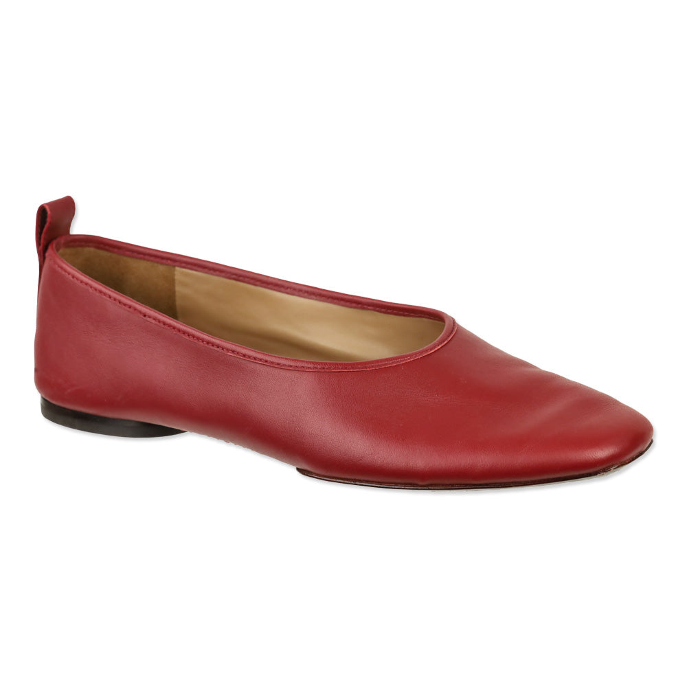 Vince Vivian Red Currant Leather Ballet Flat