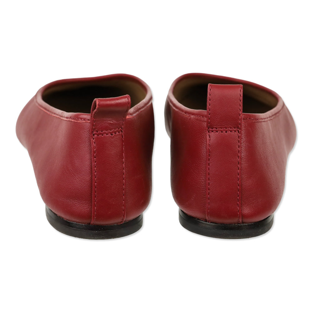 Vince Vivian Red Currant Leather Ballet Flat