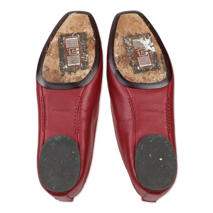 Vince Vivian Red Currant Leather Ballet Flat