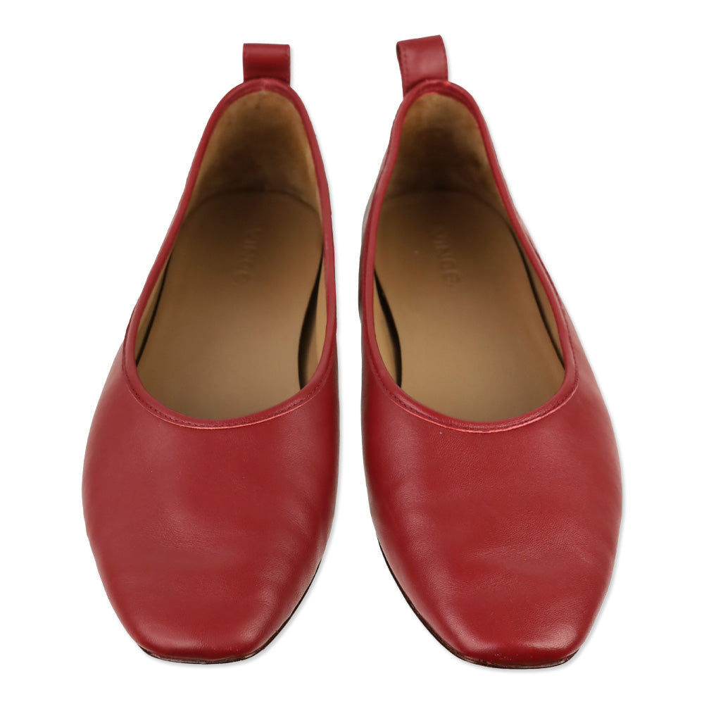 Vince Vivian Red Currant Leather Ballet Flat