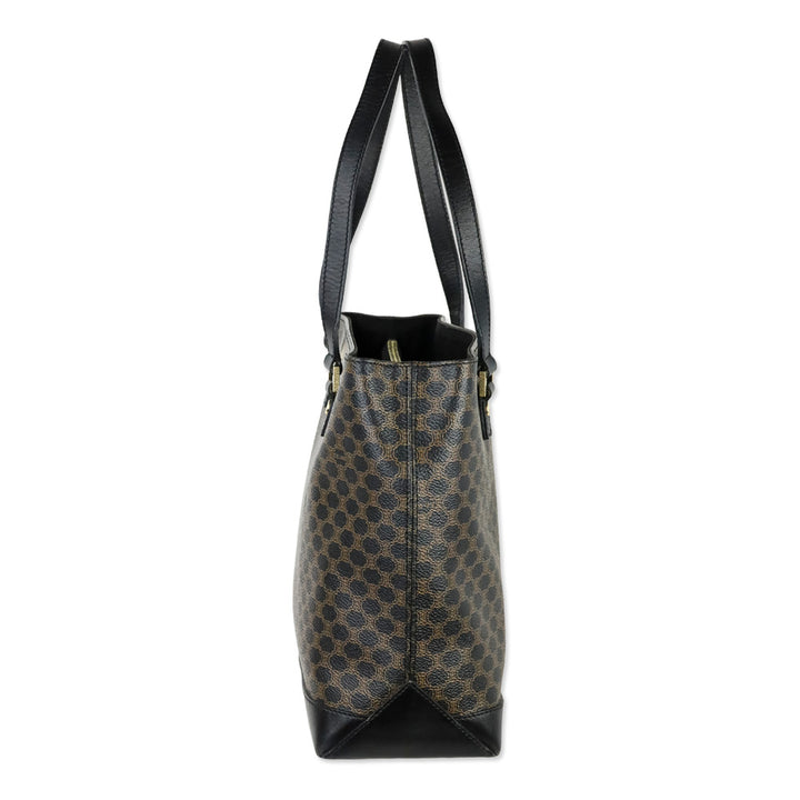 Vintage Celine Macadam Triomphe Brown Canvas Shoulder Tote Bag