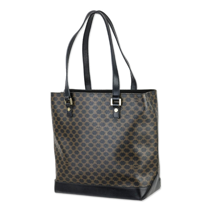 Vintage Celine Macadam Triomphe Brown Canvas Shoulder Tote Bag