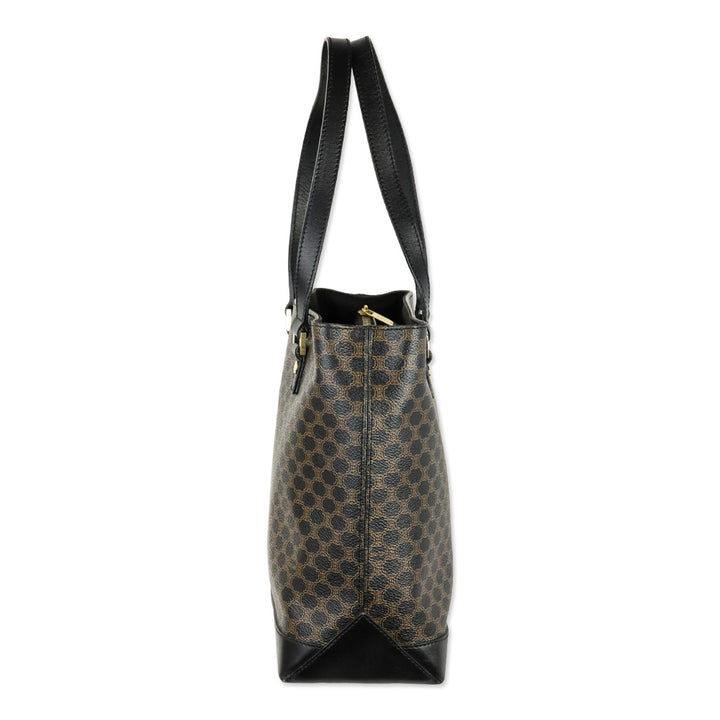 Vintage Celine Macadam Triomphe Brown Canvas Shoulder Tote Bag