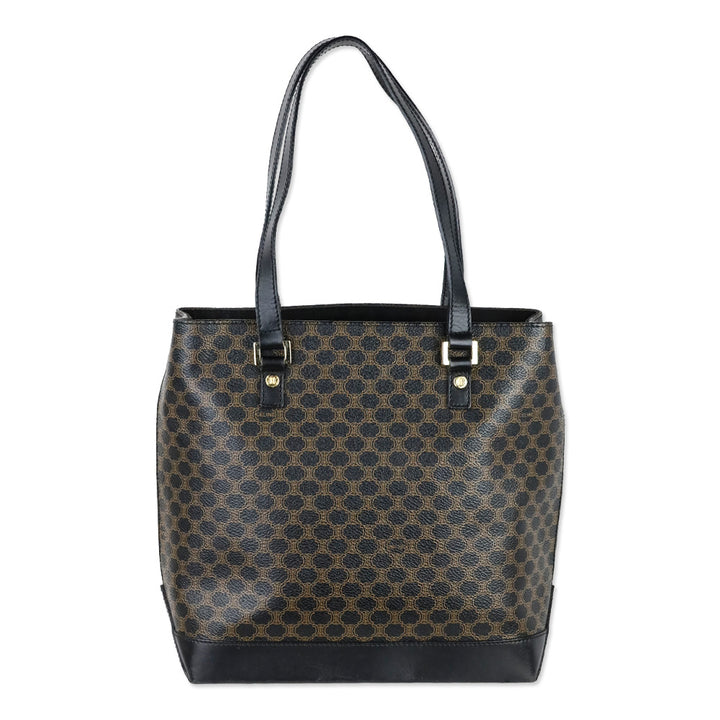 Vintage Celine Macadam Triomphe Brown Canvas Shoulder Tote Bag