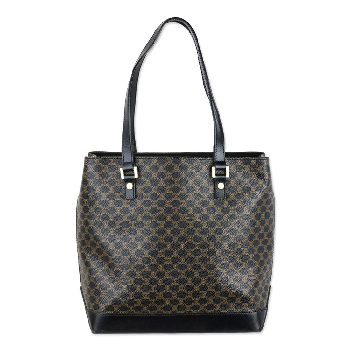 Vintage Celine Macadam Triomphe Brown Canvas Shoulder Tote Bag