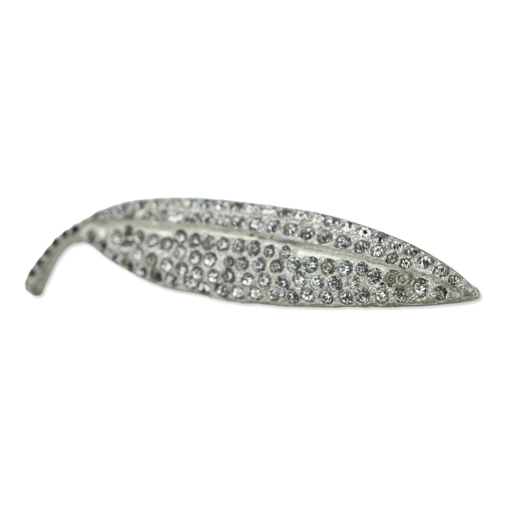 Vintage Costume Crystal Leaf Brooch Pin