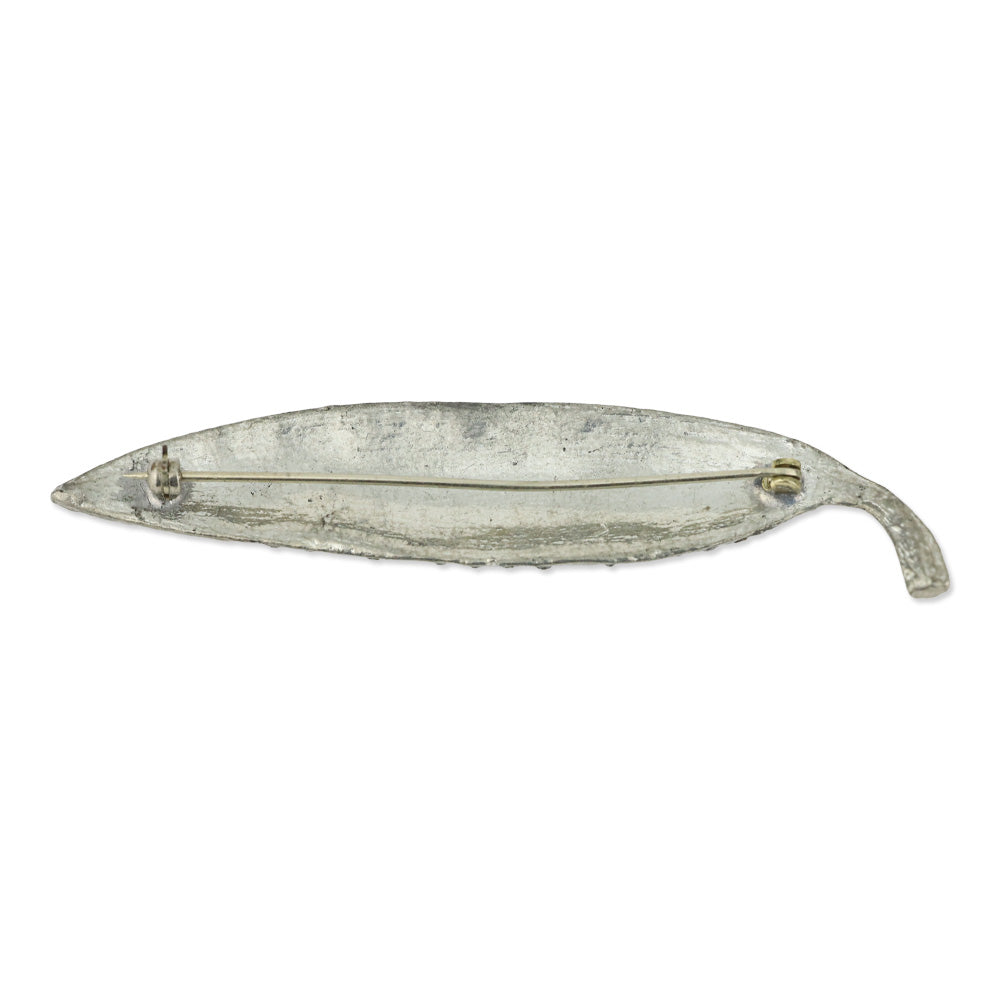 Vintage Costume Crystal Leaf Brooch Pin