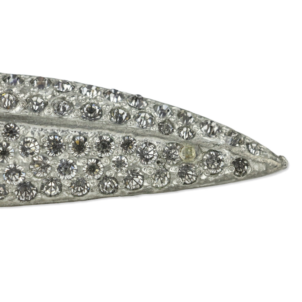 Vintage Costume Crystal Leaf Brooch Pin