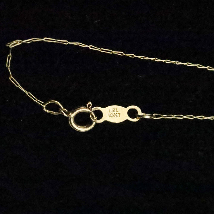 Vintage LGL 10K Gold Round Cut Red Stone Pendant Necklace