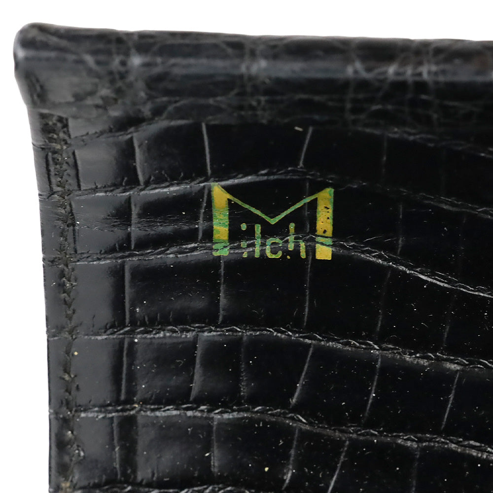 Vintage Miloh Black Croc Embossed Leather Top Handle Bag