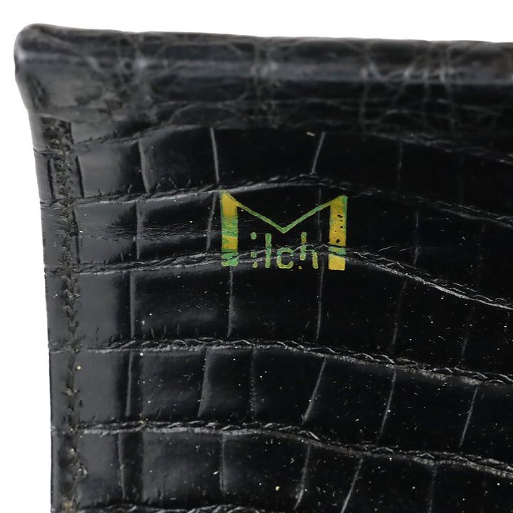 Vintage Miloh Black Croc Embossed Leather Top Handle Bag