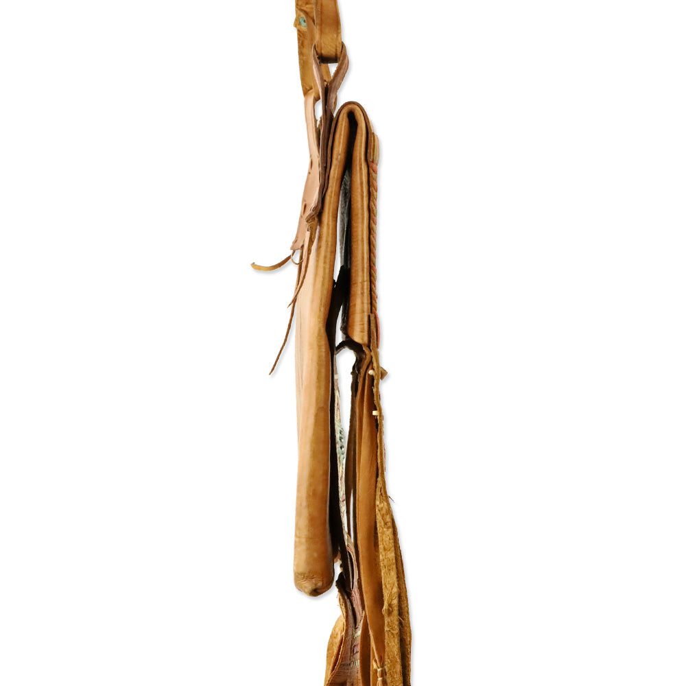 Vintage Tuareg Berber Brown Leather Fringe Bag