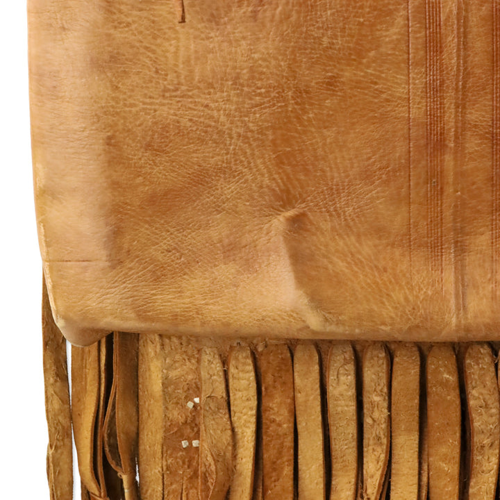 Vintage Tuareg Berber Brown Leather Fringe Bag