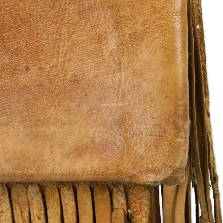 Vintage Tuareg Berber Brown Leather Fringe Bag