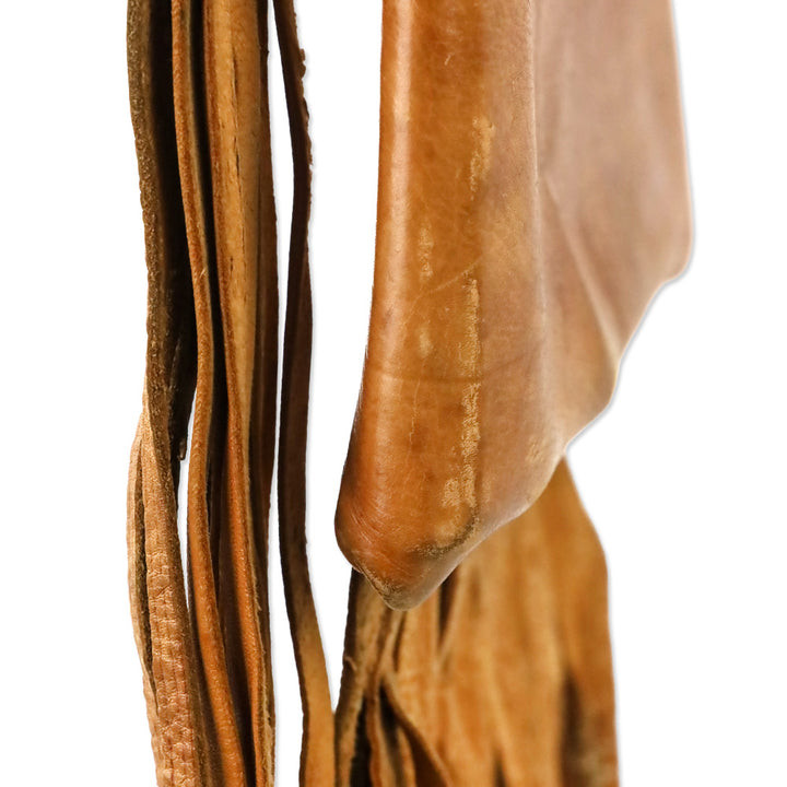 Vintage Tuareg Berber Brown Leather Fringe Bag