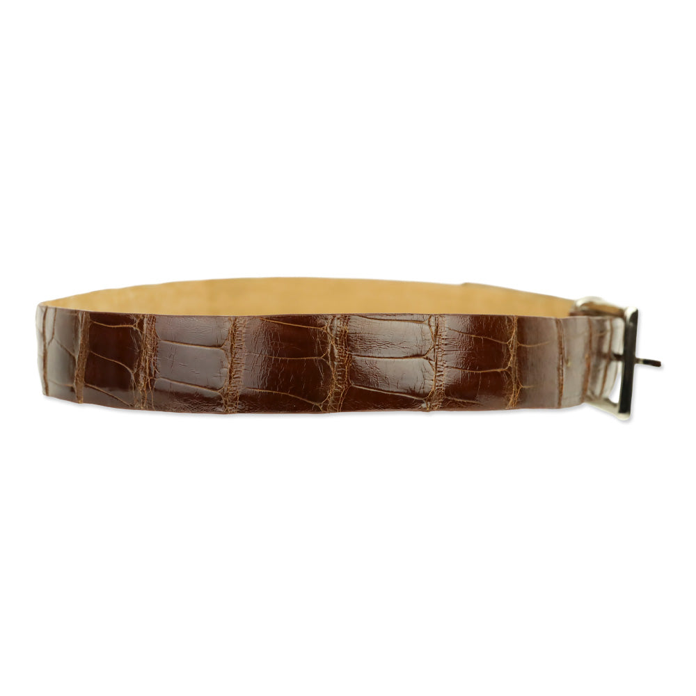 W. Kleinberg Brown Glossy Alligator Leather Belt