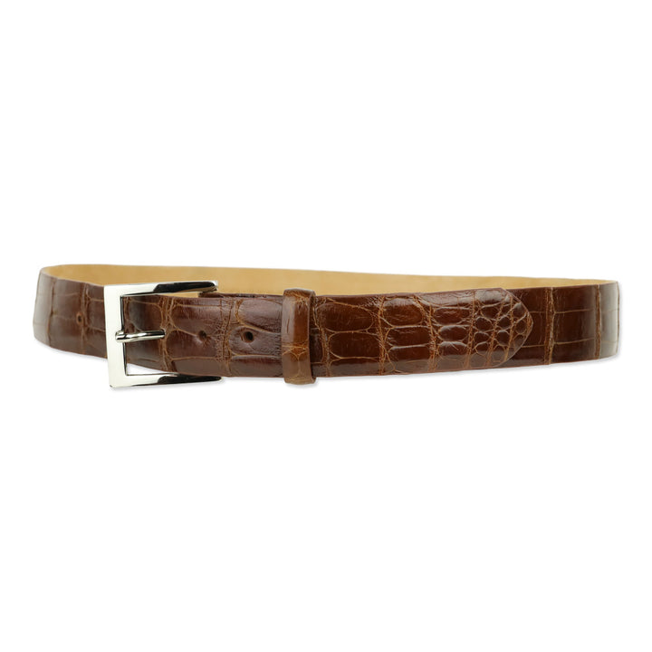 W. Kleinberg Brown Glossy Alligator Leather Belt