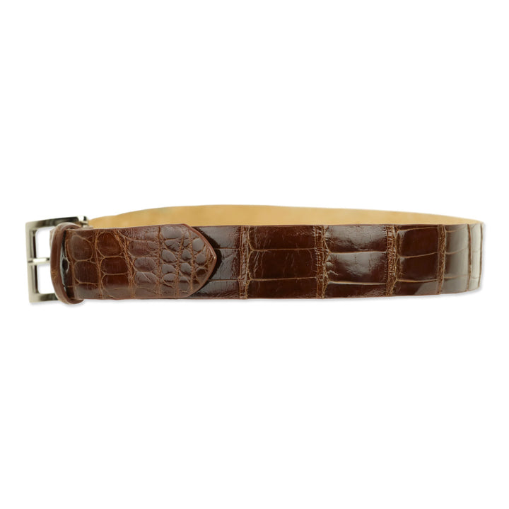 W. Kleinberg Brown Glossy Alligator Leather Belt