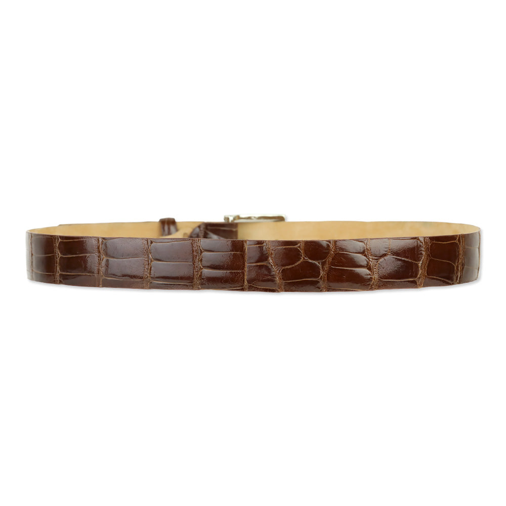 W. Kleinberg Brown Glossy Alligator Leather Belt