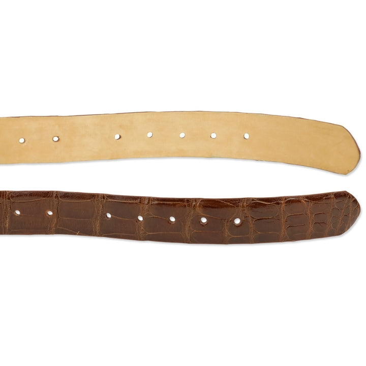 W. Kleinberg Brown Glossy Alligator Leather Belt