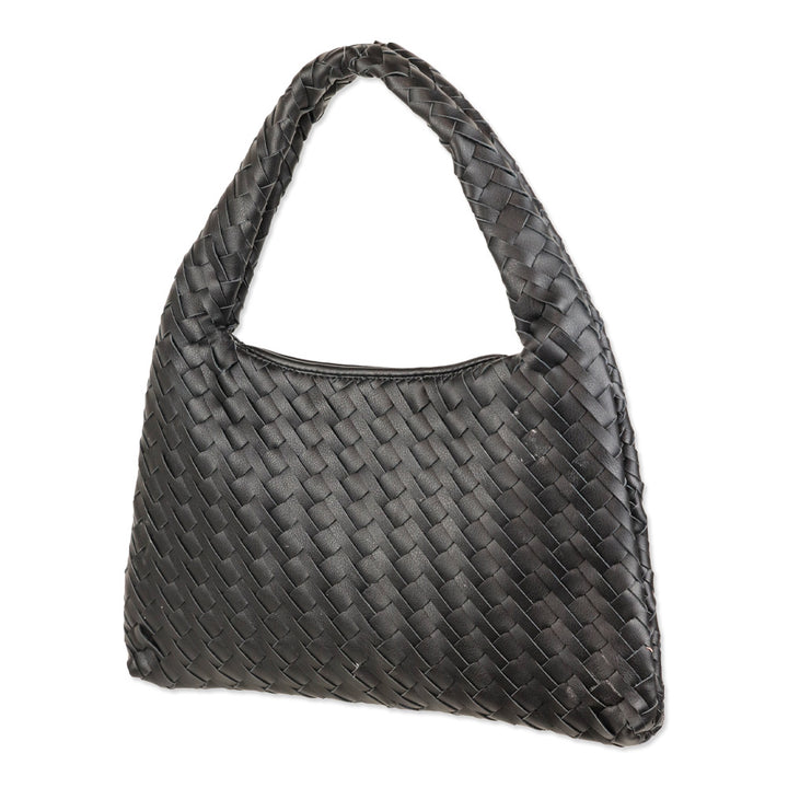 Walter Baker Black Woven Leather Haven Mini Hobo