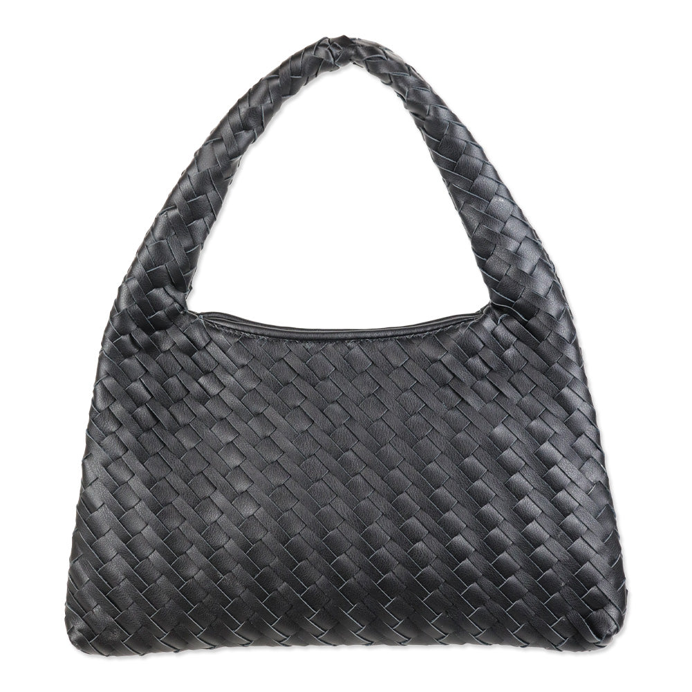 Walter Baker Black Woven Leather Haven Mini Hobo