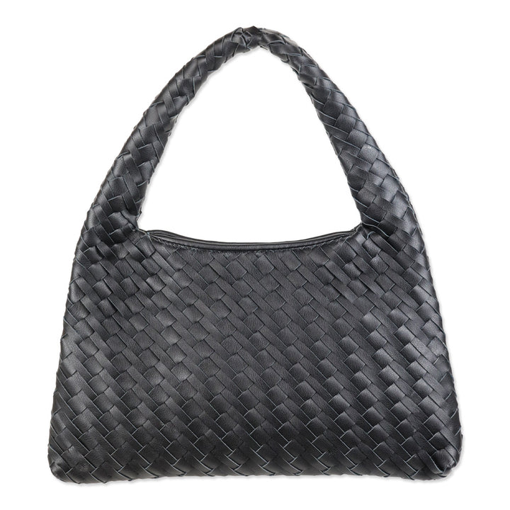 Walter Baker Black Woven Leather Haven Mini Hobo