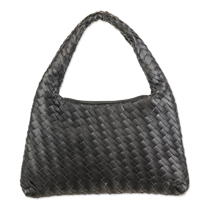 Walter Baker Black Woven Leather Haven Mini Hobo