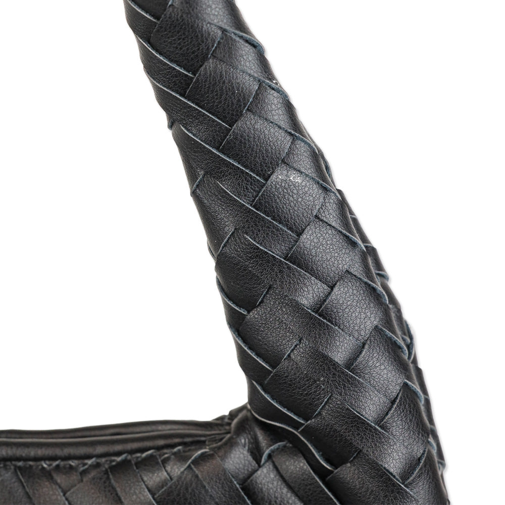 Walter Baker Black Woven Leather Haven Mini Hobo