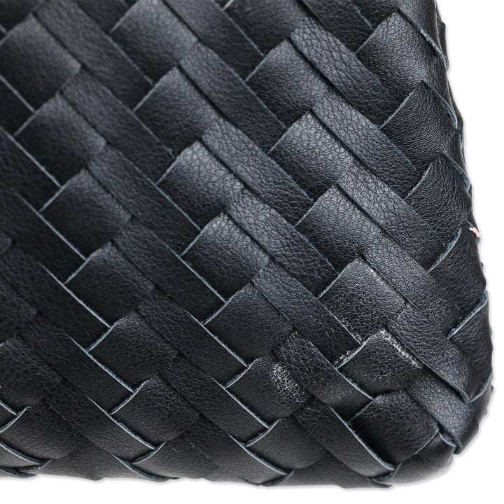 Walter Baker Black Woven Leather Haven Mini Hobo
