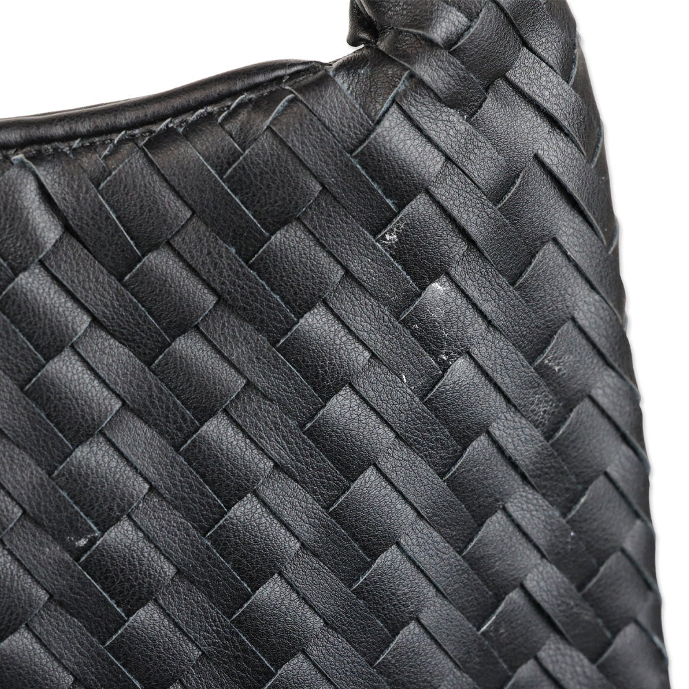 Walter Baker Black Woven Leather Haven Mini Hobo