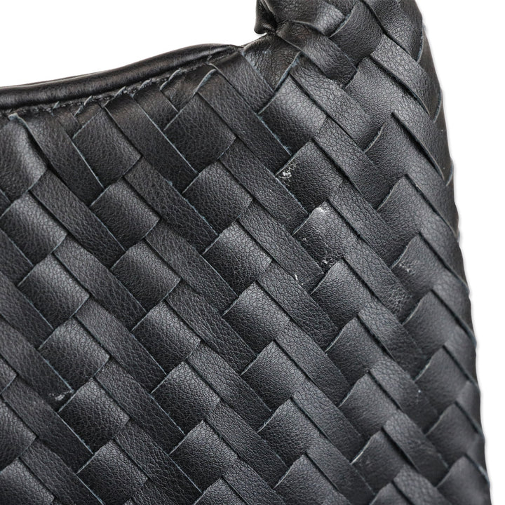 Walter Baker Black Woven Leather Haven Mini Hobo