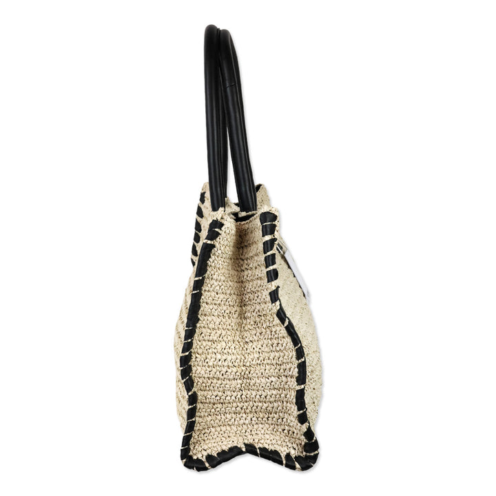 Walter Baker Natural/Black Sailor Raffia Tote