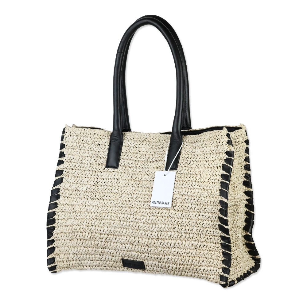 Walter Baker Natural/Black Sailor Raffia Tote