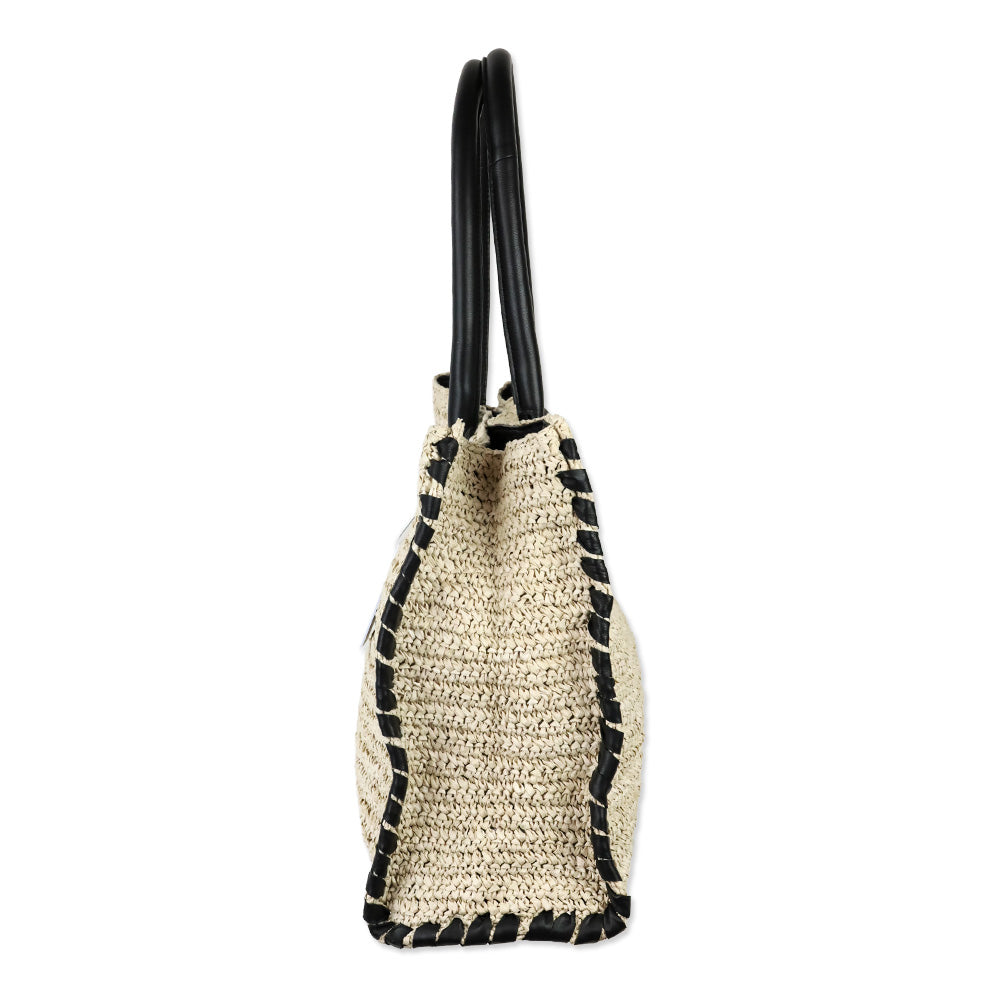 Walter Baker Natural/Black Sailor Raffia Tote