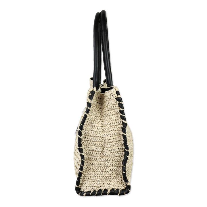 Walter Baker Natural/Black Sailor Raffia Tote