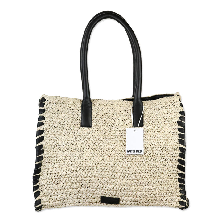 Walter Baker Natural/Black Sailor Raffia Tote