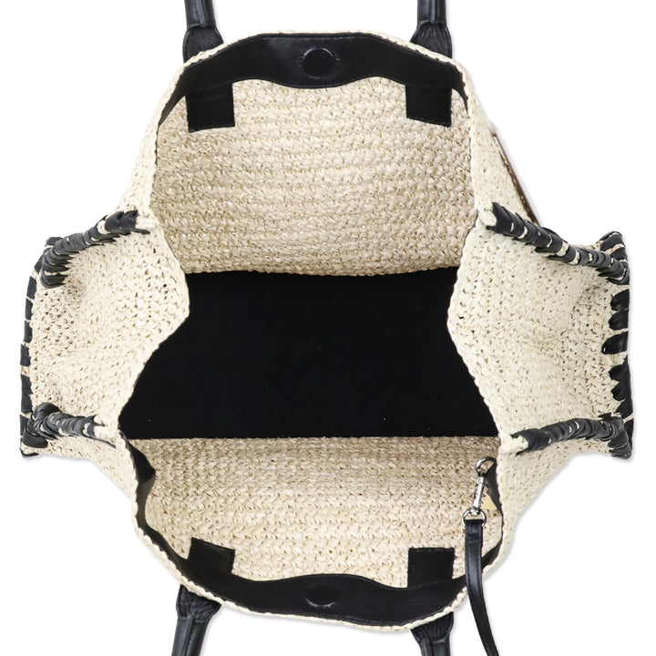 Walter Baker Natural/Black Sailor Raffia Tote