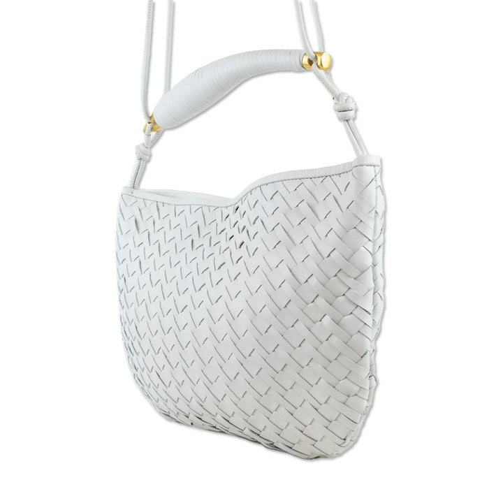 Walter Baker White Woven Leather Hazel Hobo Bag