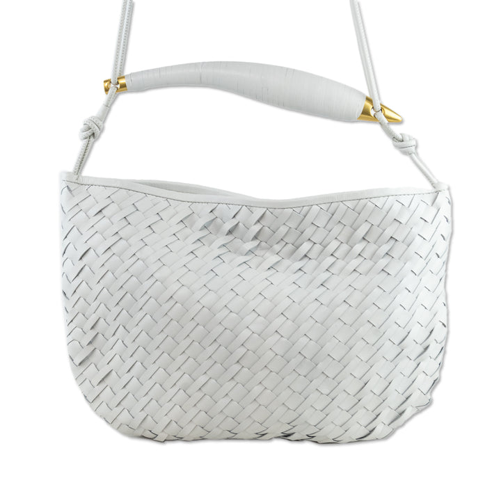 Walter Baker White Woven Leather Hazel Hobo Bag