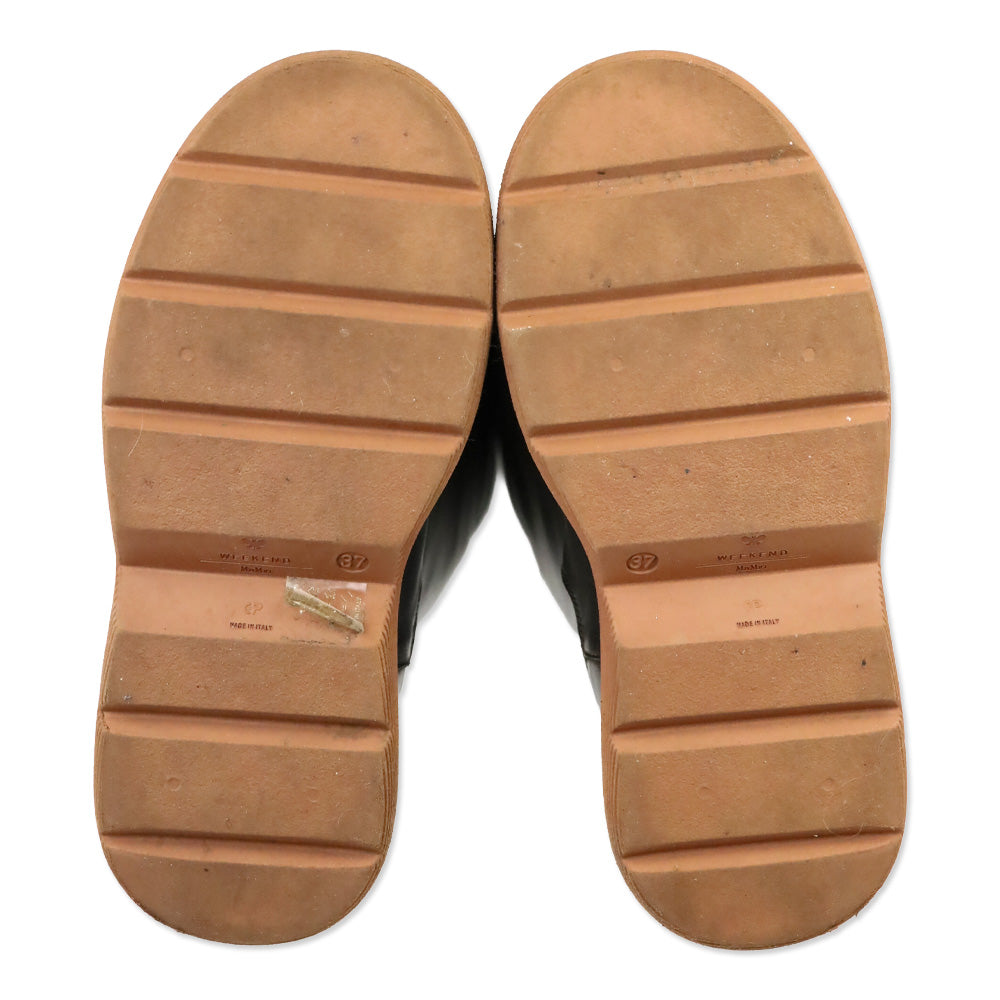 Weekend MaxMara Flou Brown Leather Knee High Platform Boots