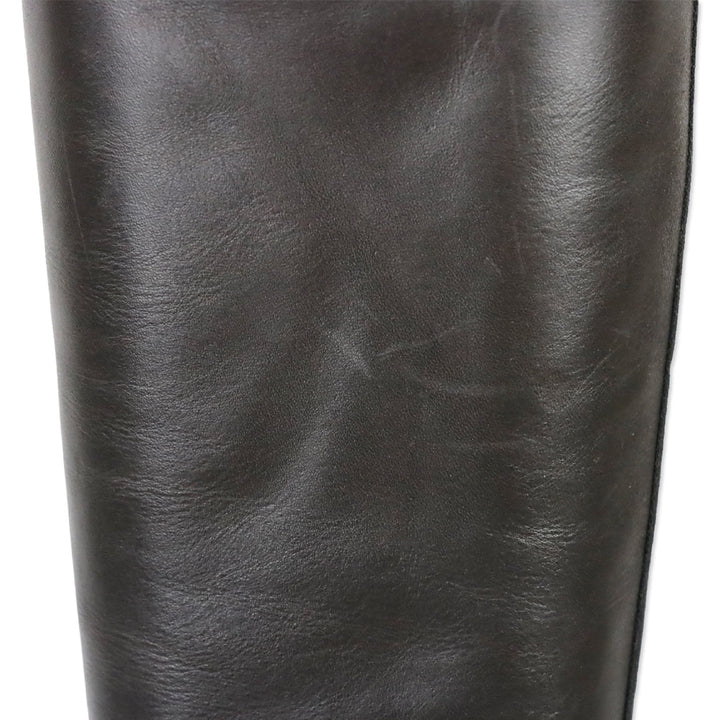 Weekend MaxMara Flou Brown Leather Knee High Platform Boots