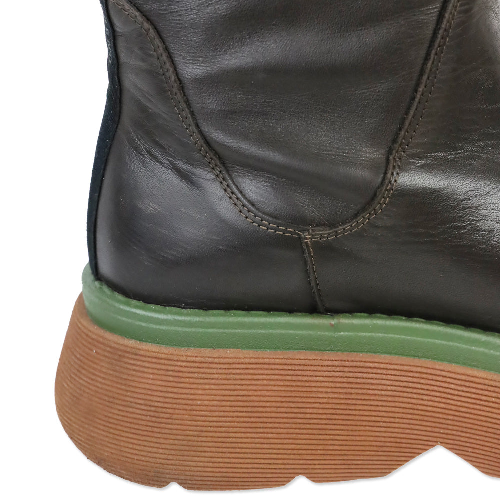 Weekend MaxMara Flou Brown Leather Knee High Platform Boots