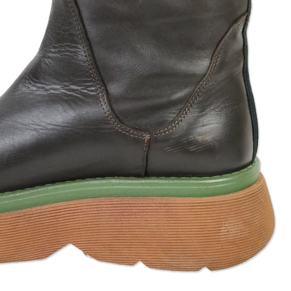 Weekend MaxMara Flou Brown Leather Knee High Platform Boots