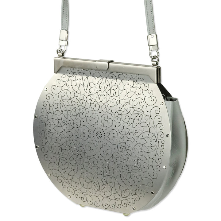 Wendy Stevens Light Grey Leather Flamenco Bag