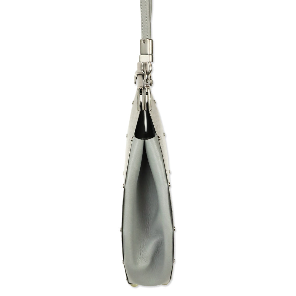 Wendy Stevens Light Grey Leather Flamenco Bag