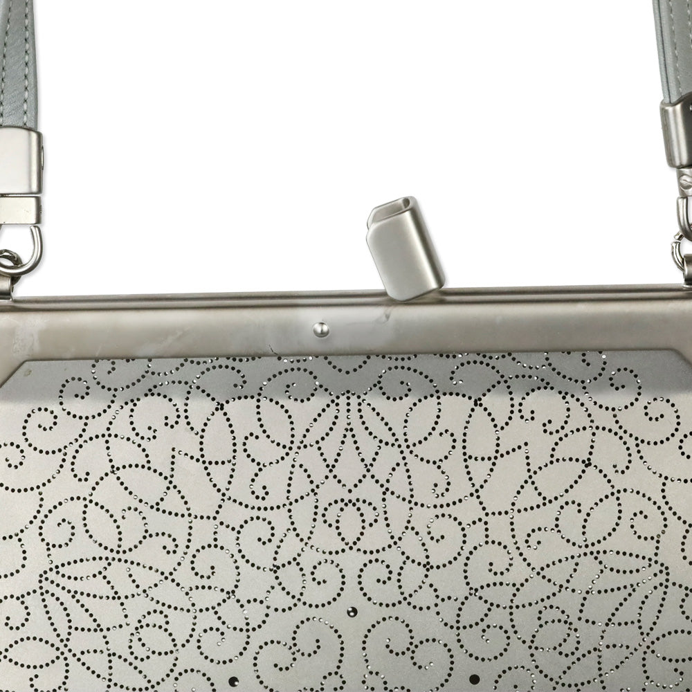 Wendy Stevens Light Grey Leather Flamenco Bag