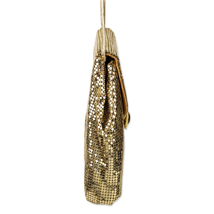 Whiting & Davis Gold Chainmail Flap Crossbody Bag